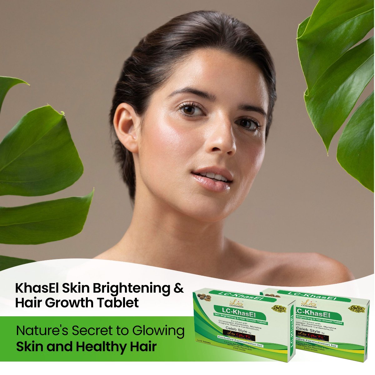 LC KhasEl Skin Brightening & Hair Growth Ayurvedic Tablets (30 Tablets)